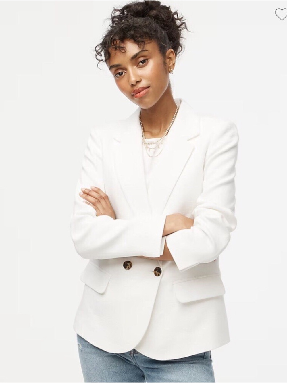 J. Crew White Cotton-Blend Blazer